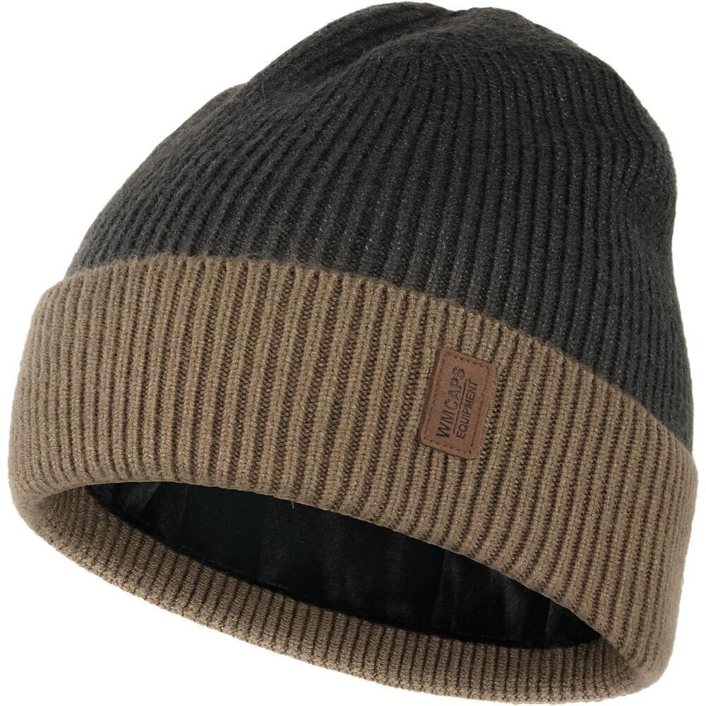 Men's Khaki Tie Dye Fleece Lined Beanie Soft Winter Warm Ski Stocking Knit Hat